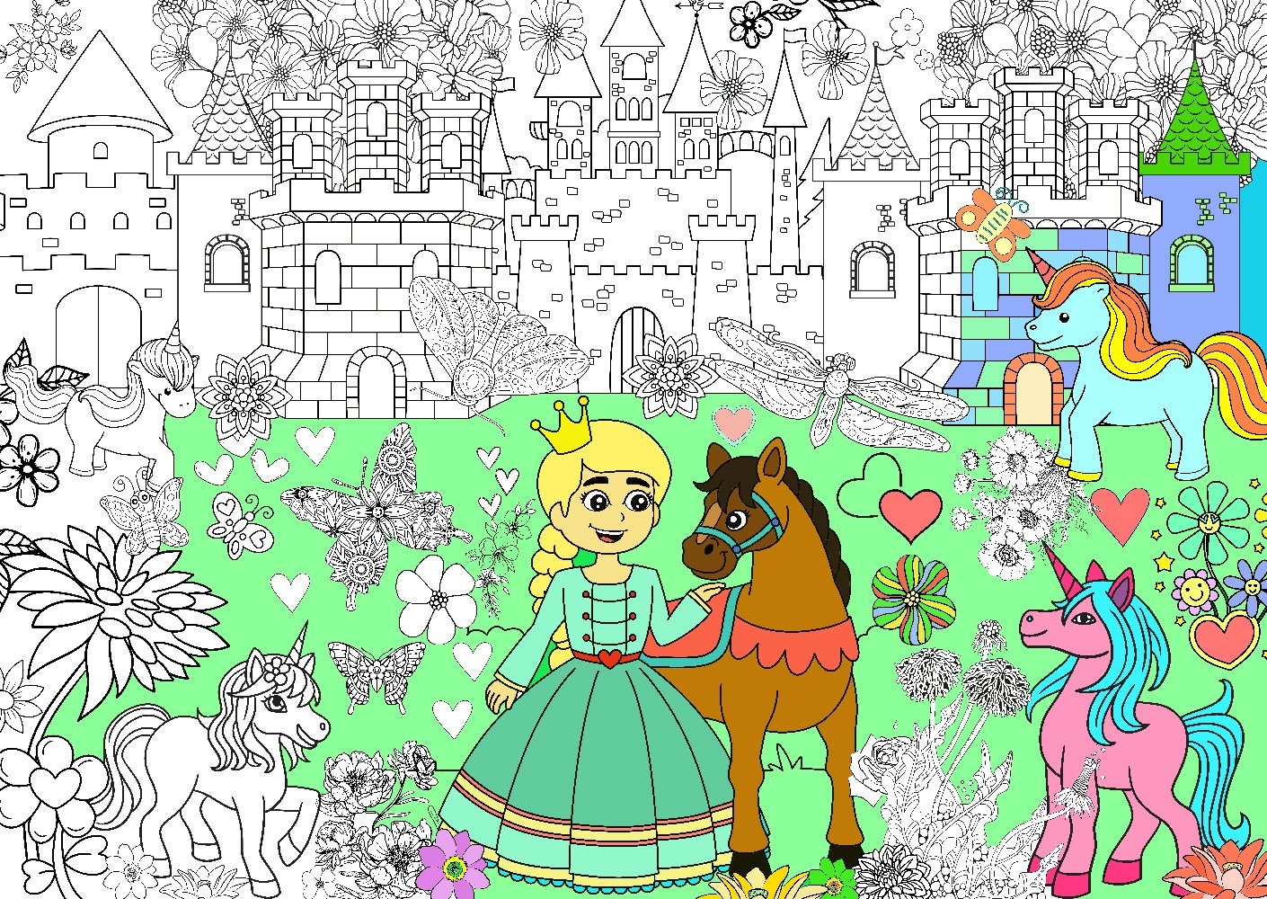 Kolorowanka Podłogowa XXL: Księżniczka