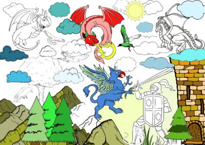 Kolorowanka Podłogowa XXL: Rycerz i smok