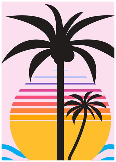 Plakat Palma na kolorowym tle