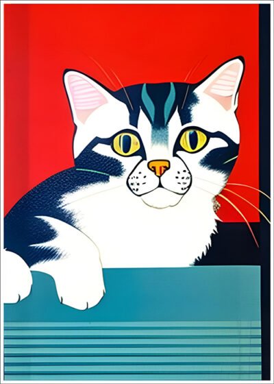 Plakat Biało-czarny kotek