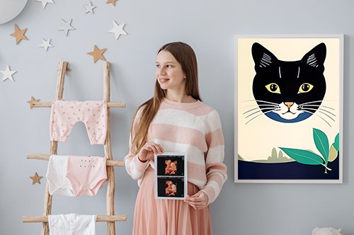 Plakat Czarny kot kompozycja