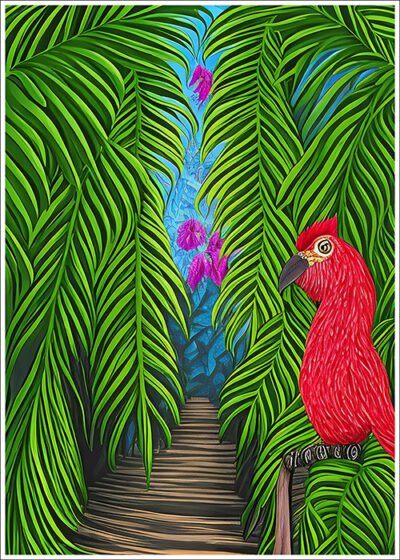 Plakat Czerwona Papuga w Dżungli