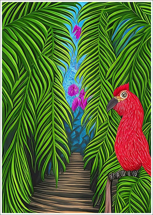 Plakat Czerwona Papuga w Dżungli