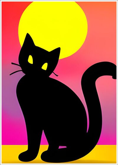 Plakat Kot ze słońcem