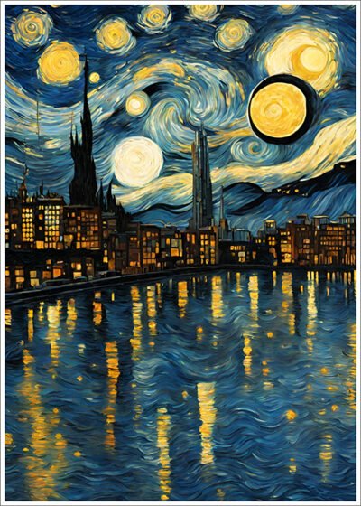 Plakat Miasto w stylu van Gogha