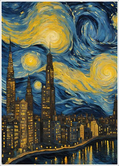 Plakat Miasto w stylu van Gogha 2