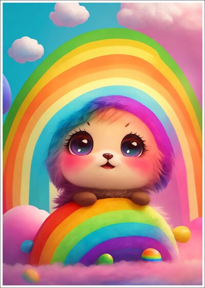 Plakat Misio i tęcza