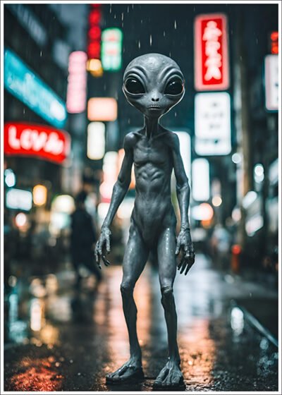 Plakat UFO w mieście