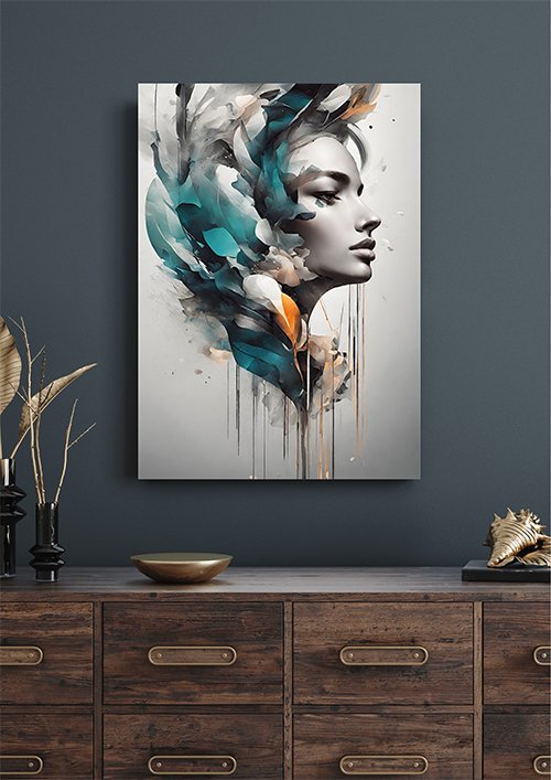 Plakat Barwny profil kobiety kompozycja