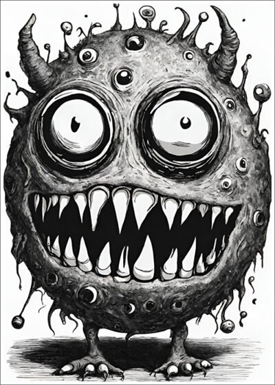 Plakat Czarno-biały potworek