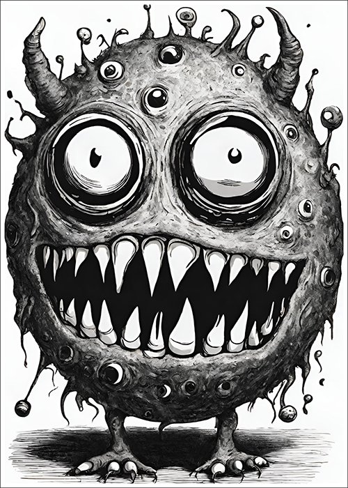 Plakat Czarno-biały potworek
