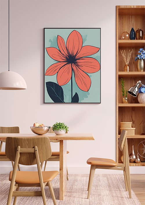 Plakat Czerwony kwiat Kompozycja