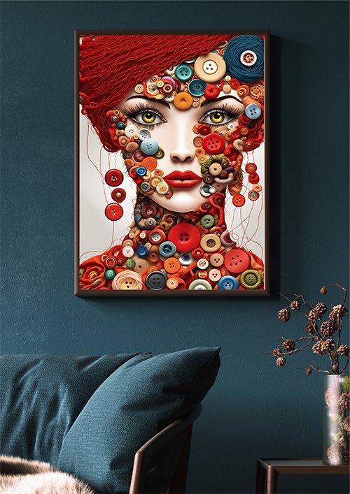 Plakat Dziewczyna z guzików kompozycja