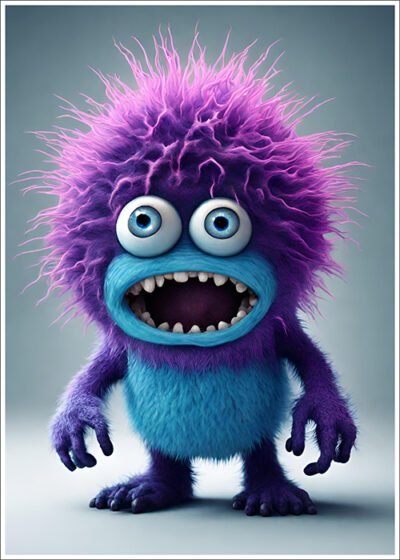 Plakat Fioletowo-niebieski potworek