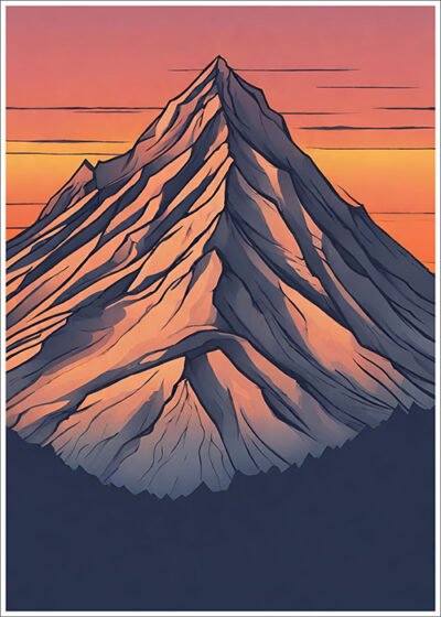 Plakat Góra na czerwonym niebie