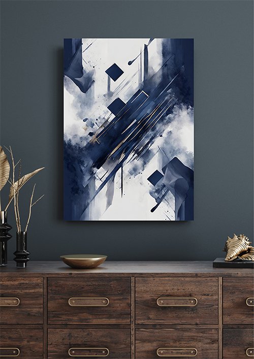 Plakat Granatowa abstrakcja kompozycja