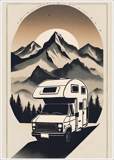 Plakat Kamperem w górach