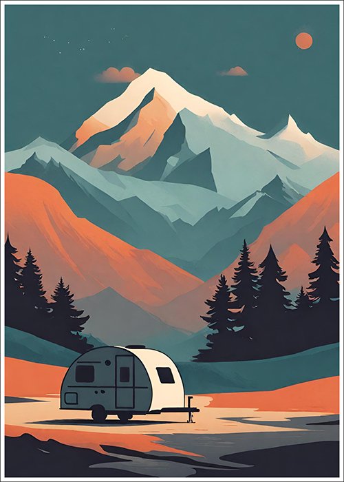 plakat_kemping_w_kolorowych_gorach