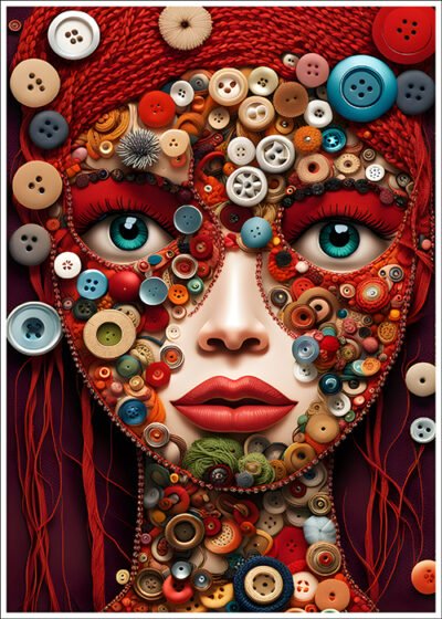 Plakat Kobieca twarz z guzików