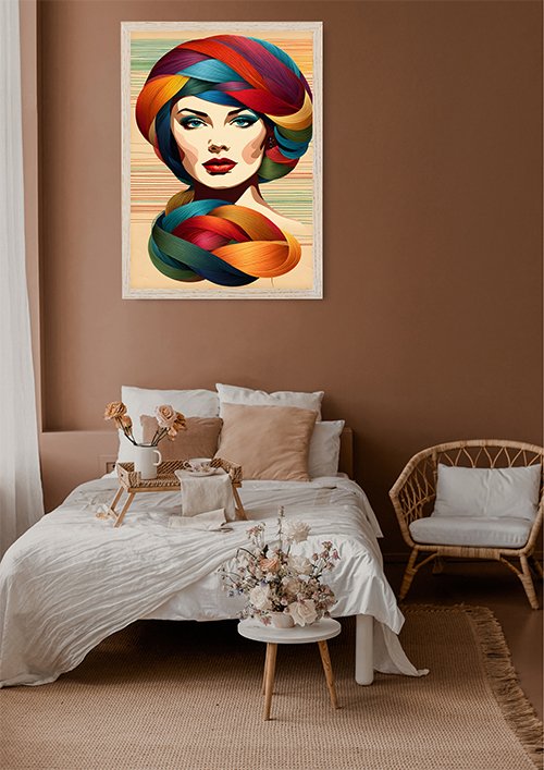 Plakat Kobieta Włóczka kompozycja