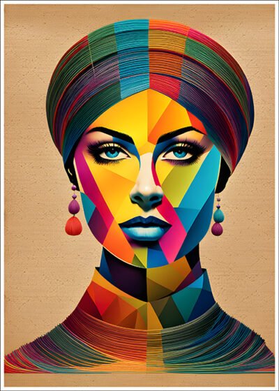 Plakat Kobieta z kolorowej włóczki