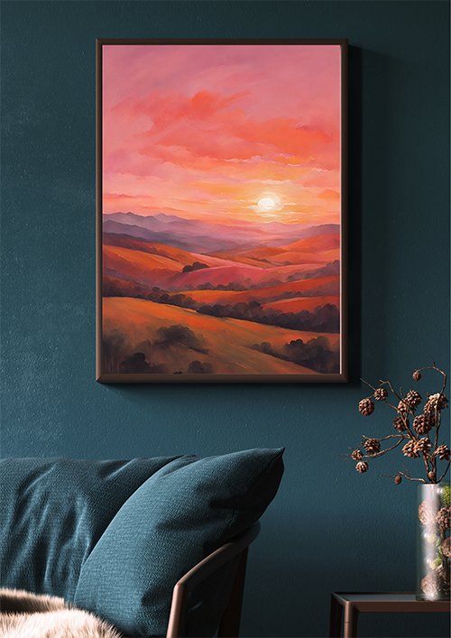 Plakat Krajobraz zachód słońca kompozycja