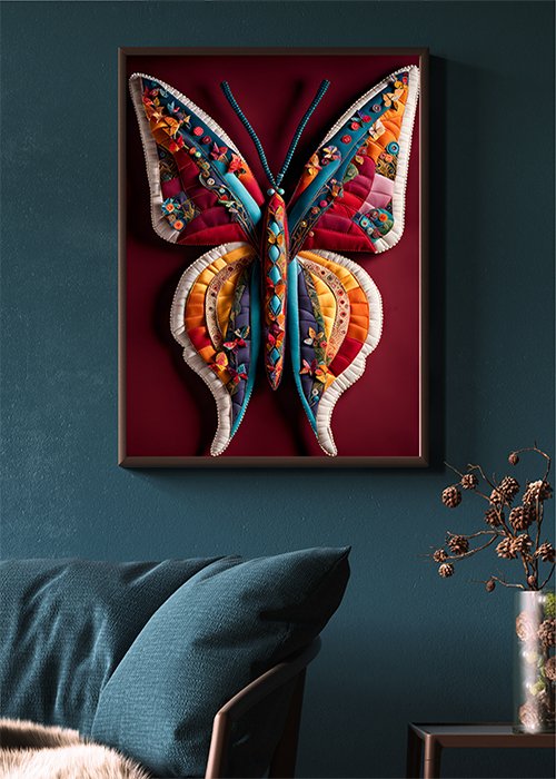 Plakat Motylek krawcowej kompozycja