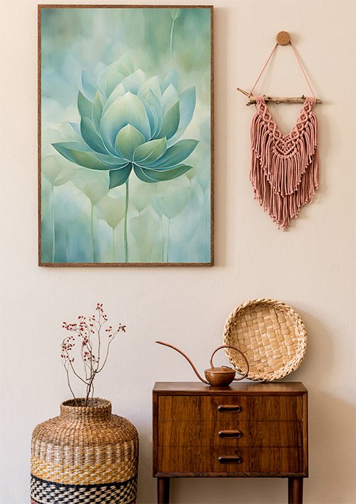 Plakat Niebieskawo-zielonkawy kwiat Kompozycja