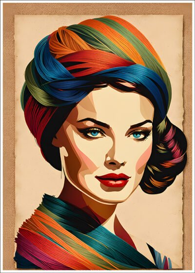 Plakat Retro kobieta włóczka