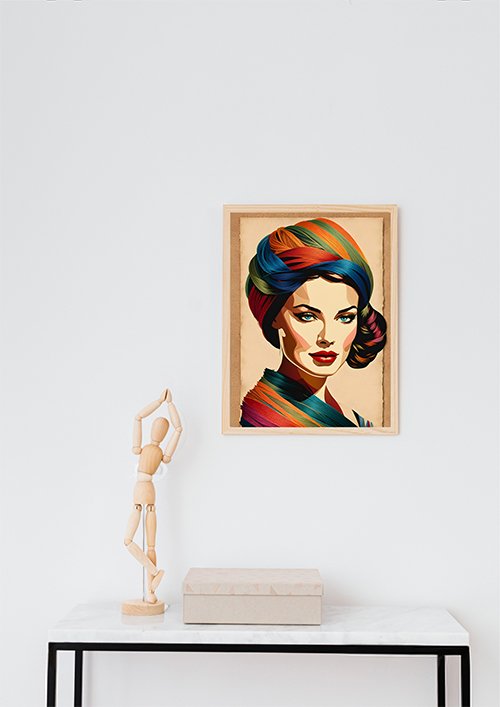 Plakat Retro kobieta włóczka kompozycja