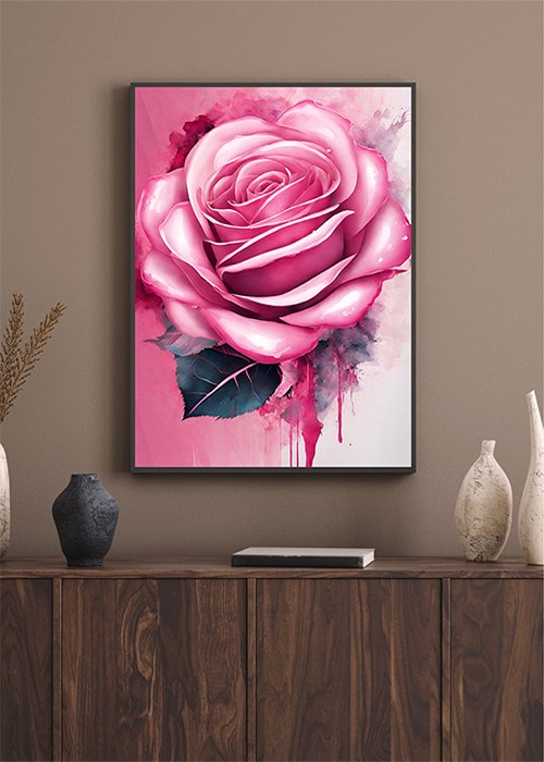 Plakat Różowa róża kompozycja