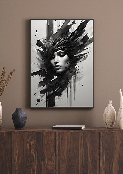 Plakat Twarz w czerni kompozycja