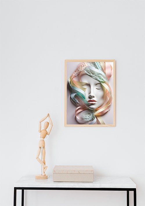 Plakat Twarz ze wstążką kompozycja