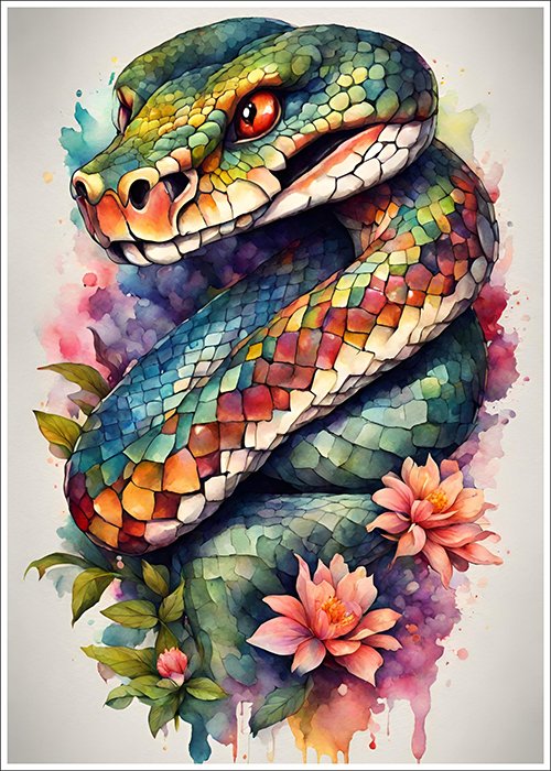 Plakat Wąż kolorowy