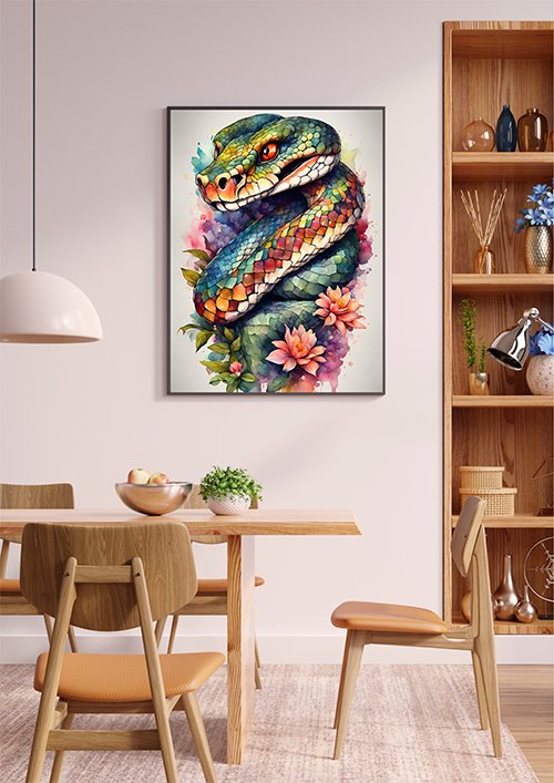 Plakat Wąż kolorowy kompozycja