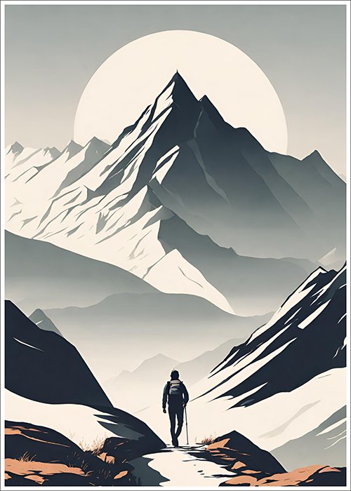 Plakat Wędrowiec w górach