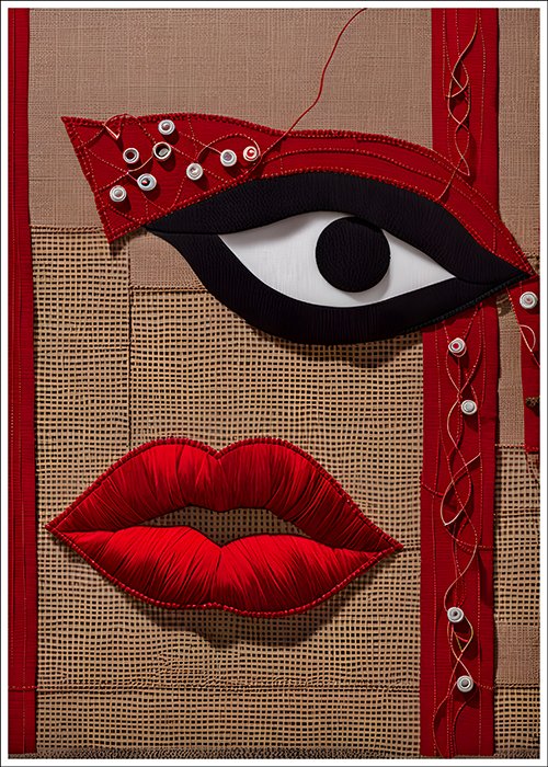 Plakat Wyszyte czerwone usta