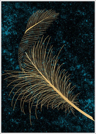 Plakat Złote pióro na ciemnym tle