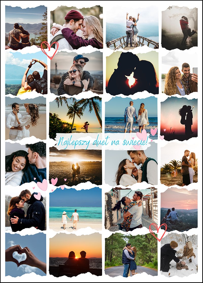 Kolaż zdjęć na Walentynki