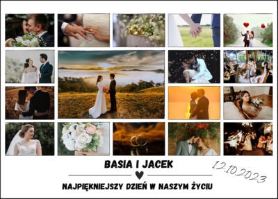 Kolaż zdjęć ze ślubu - Najpiękniejszy dzień w naszym życiu