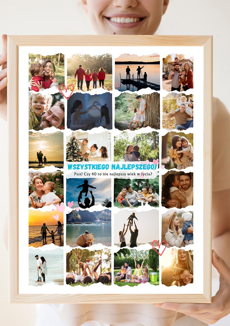 Kolaż ze zdjęć na 40 urodziny kompozycja