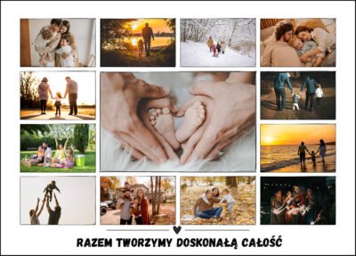 Kolaż ze zdjęć w ramce Razem tworzymy doskonałą całość