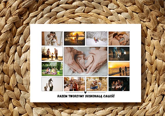 Kolaż ze zdjęć w ramce Razem tworzymy doskonałą całość kompozycja