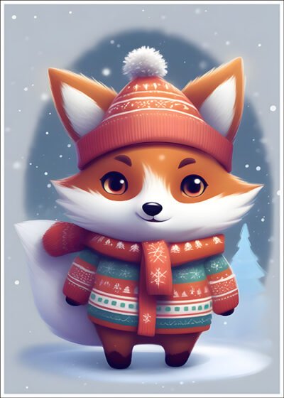 Plakat Świąteczny lisek