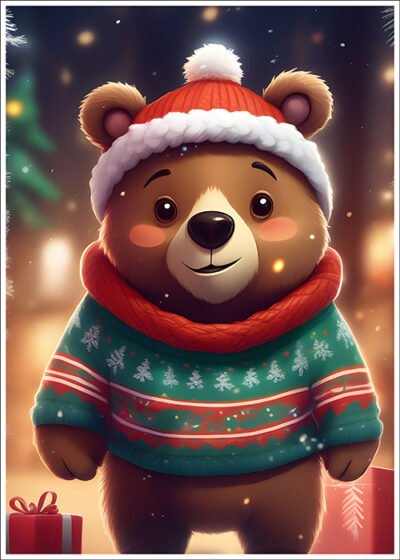 Plakat Świąteczny miś 3