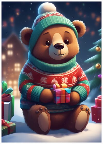 Plakat Świąteczny Miś 4