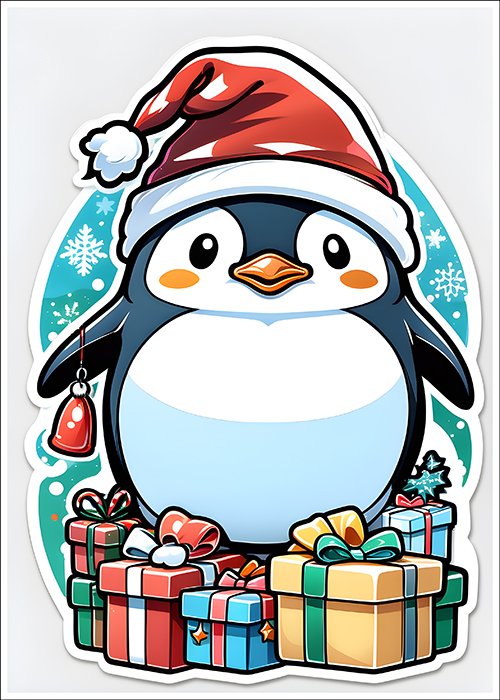 Plakat Świąteczny Pingwin