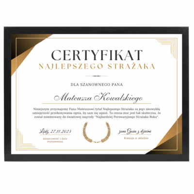 Certyfikat dla strażaka