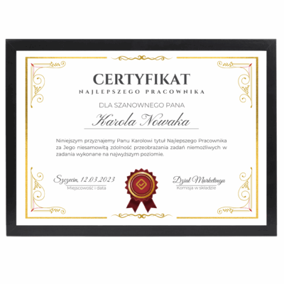 Certyfikat dla Pracownika