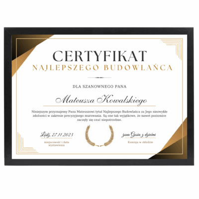 Certyfikat dla budowlańca